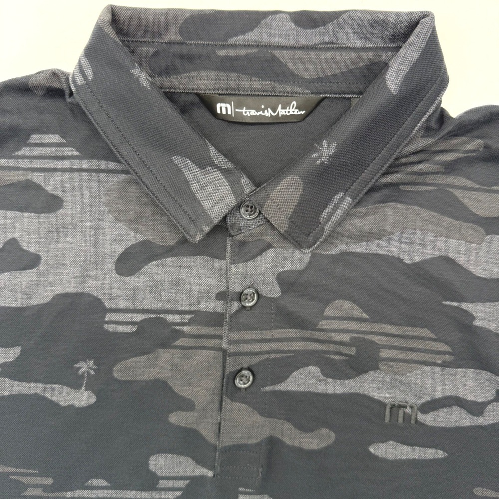 TravisMathew Polo Shirt Men L Gray Camo Pittsburgh‎ Pirates Golf Short Sleeve
